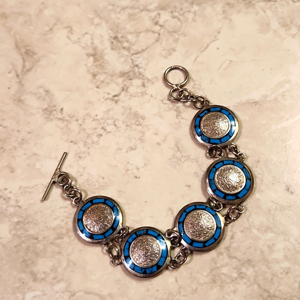 Vintage bracelet Aqua and Silver